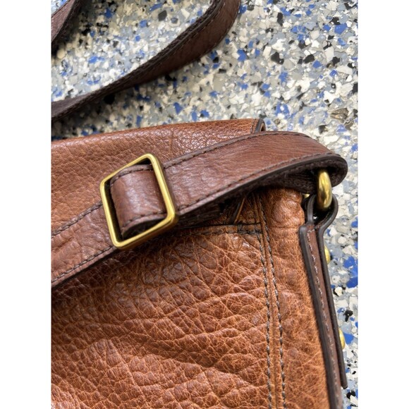 Fossil Brown Leather Crossbody Purse with Button Closure Gold Hardware - Picture 6 of 11
